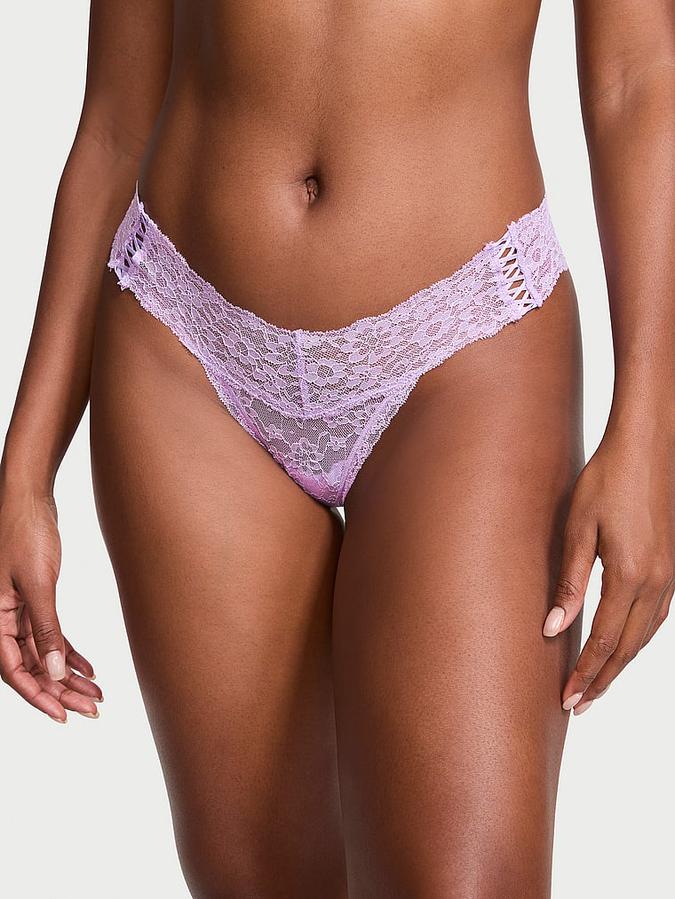 Lace-Up Lace Thong Panty