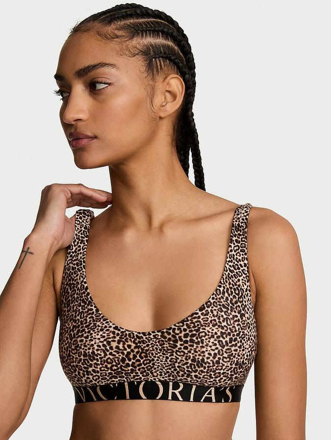 Cotton Exploded Logo Plunge Bralette