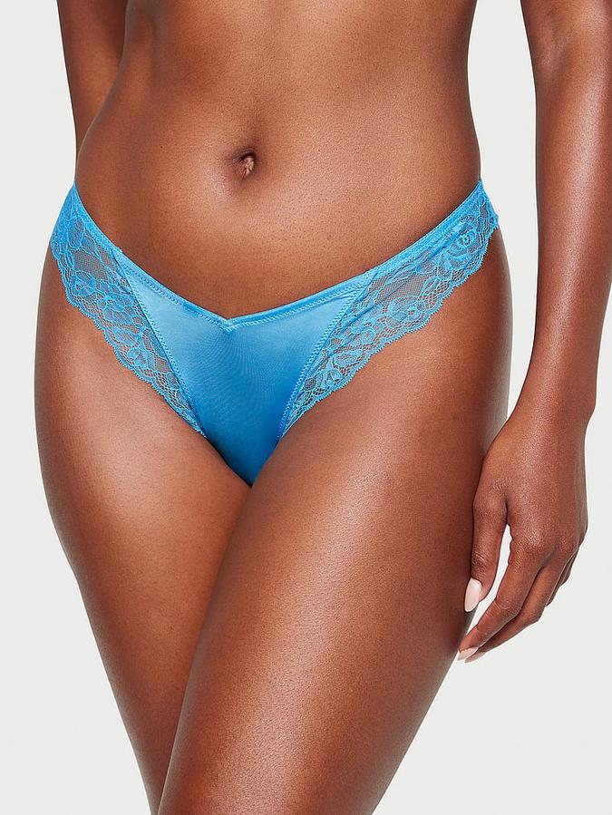 Rose Lace-Trim High-Leg Thong Panty image number 0