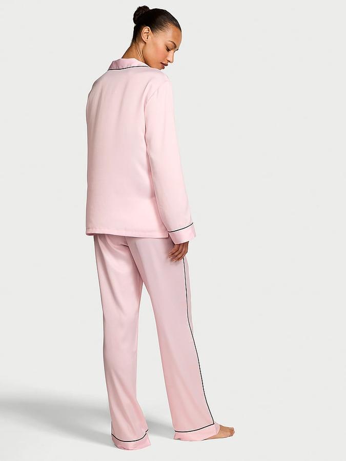Glazed Satin Long Pajama Set image number 1