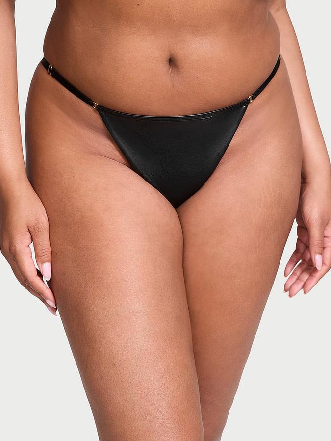 Faux Leather Adjustable V-String Panty image number 0