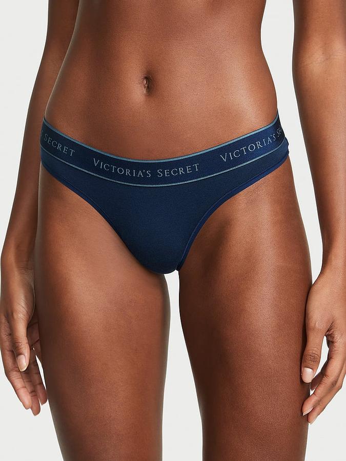 Logo Cotton Thong Panty image number 0