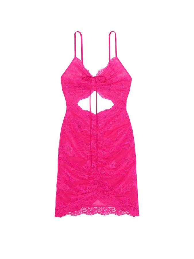 Ruched Lace Cutout Mini Dress image number 2