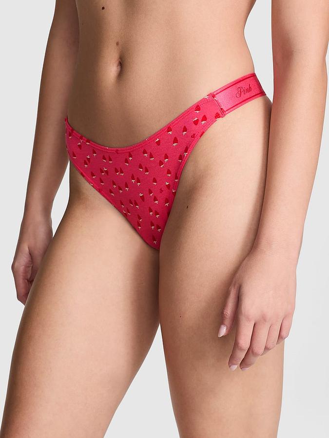 Logo Cotton Shine High-Leg Thong Panty image number 0