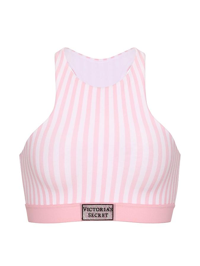 Cotton Shine Patch Unlined High-Neck Bralette image number 2