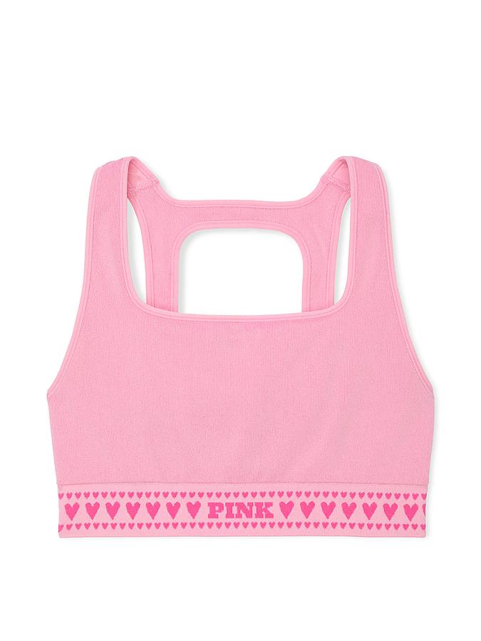 Seamless Hearts Square-Neck Longline Sports Bra image number 2