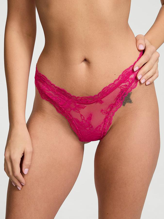 Rose Lace High-Leg Thong Panty