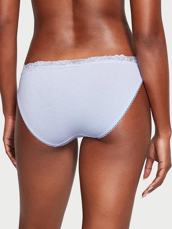 Stretch Cotton Lace-Waist Bikini Panty image number 1