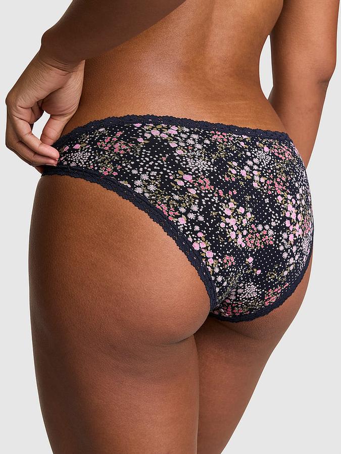Cotton Lace-Trim Low-Rise Cheeky Panty