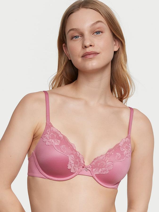 Lightly Lined Full-Coverage Lace-Trim Bra