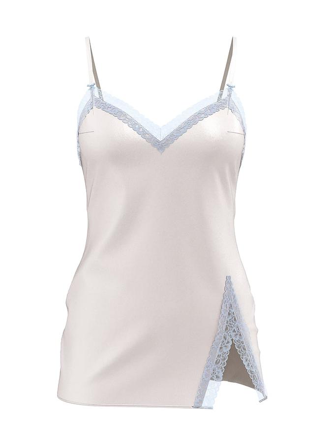 Tease Satin Lace-Trim Mini Slip Dress image number 2