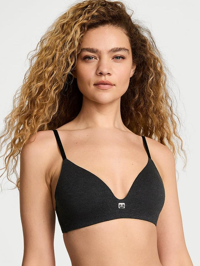 Cotton Logo Hardware Lightly Lined Wireless Bra image number 0