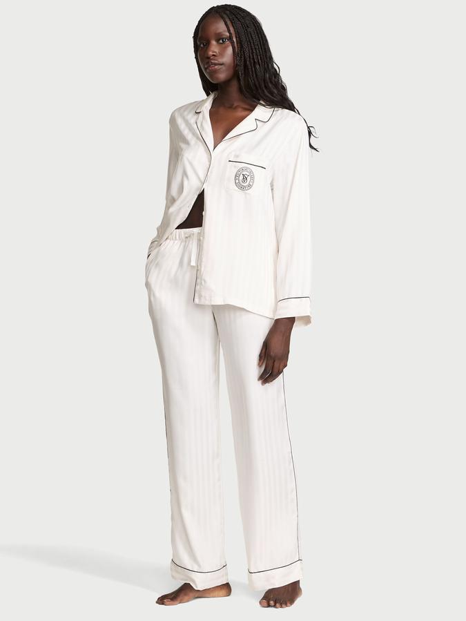 Glazed Satin Long Pajama Set image number 0