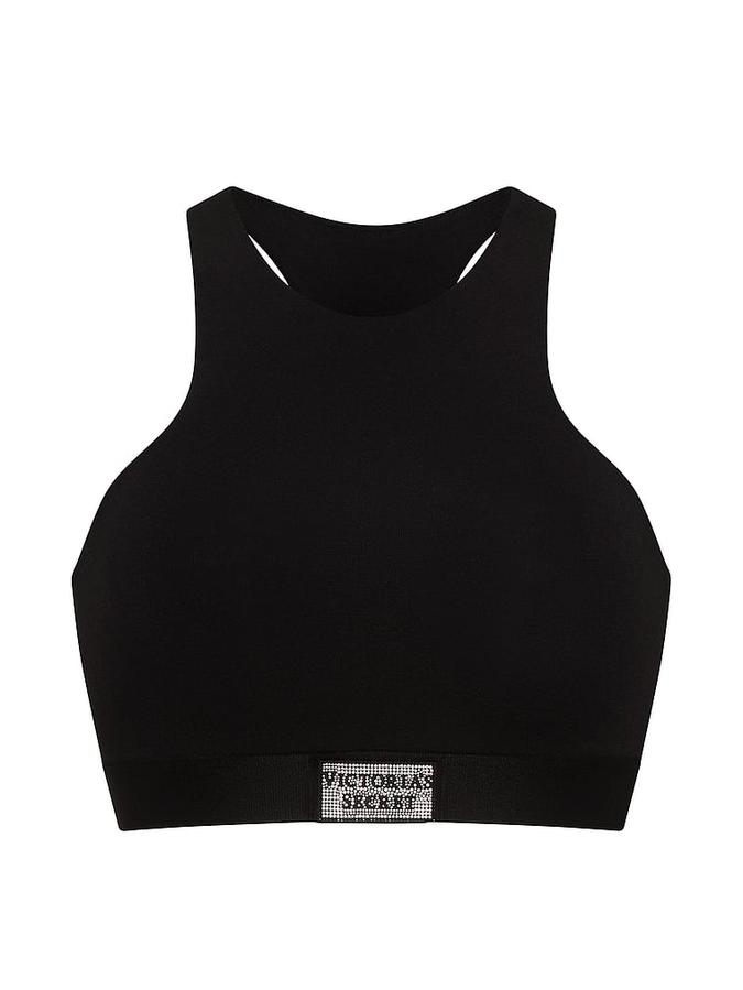 Cotton Shine Patch Unlined High-Neck Bralette image number 2