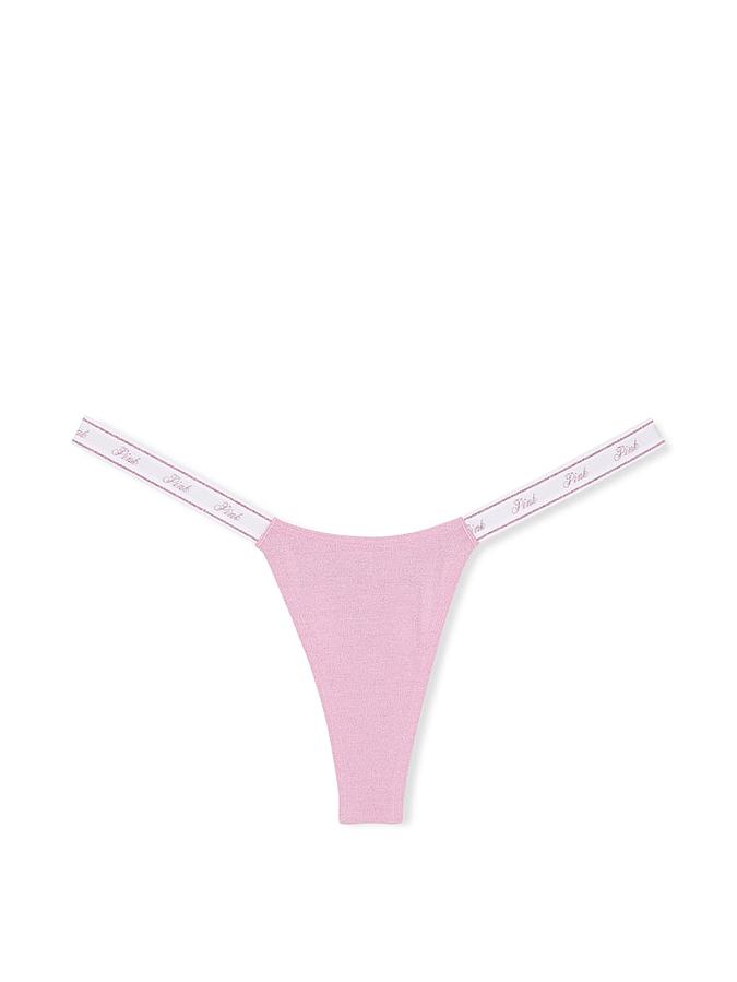 Logo Cotton Shimmer Micro Thong Panty image number 1