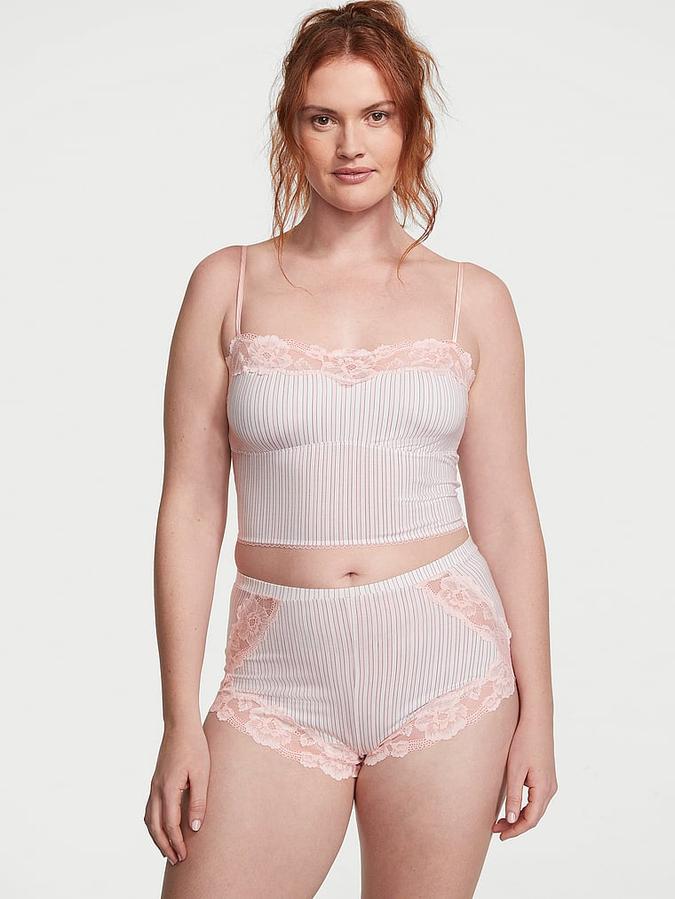 Modal & Lace Trim Straight-Neck Cami Set image number 0