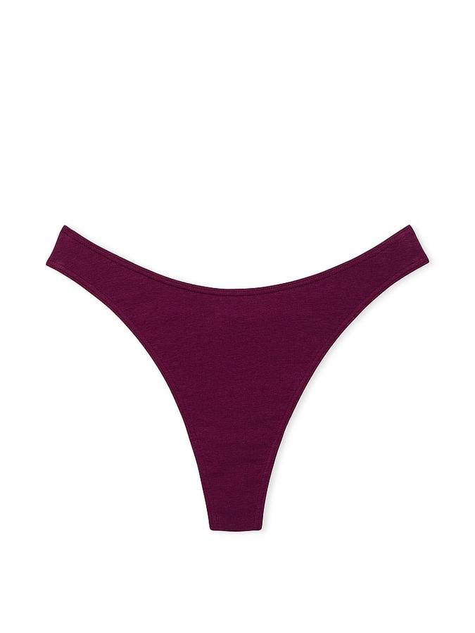 Stretch Cotton High-Leg Scoop Thong Panty image number 2