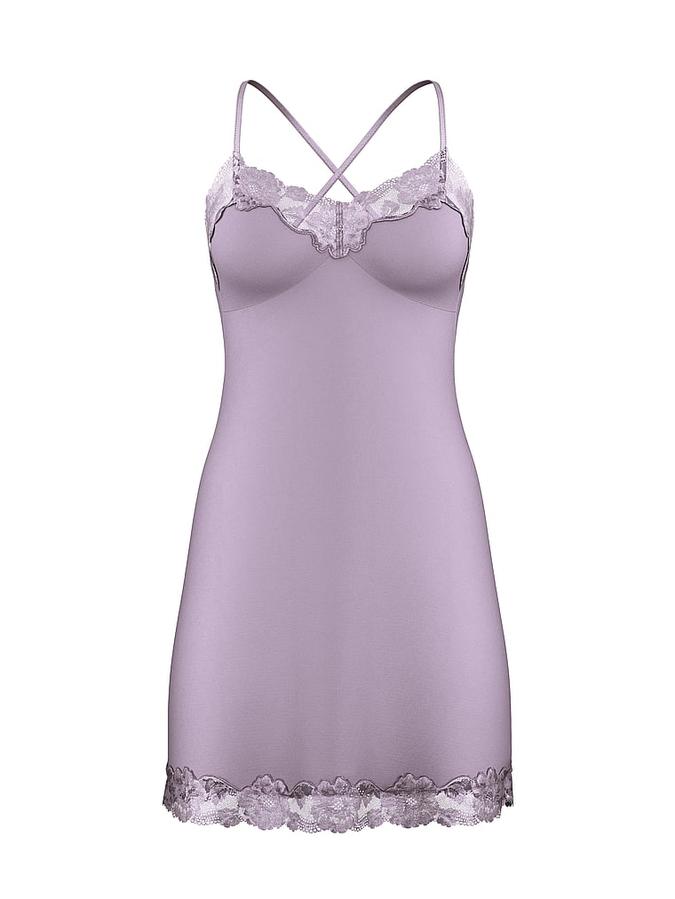 Ribbed Modal & Lace Cross-Back Slip Dress image number 2