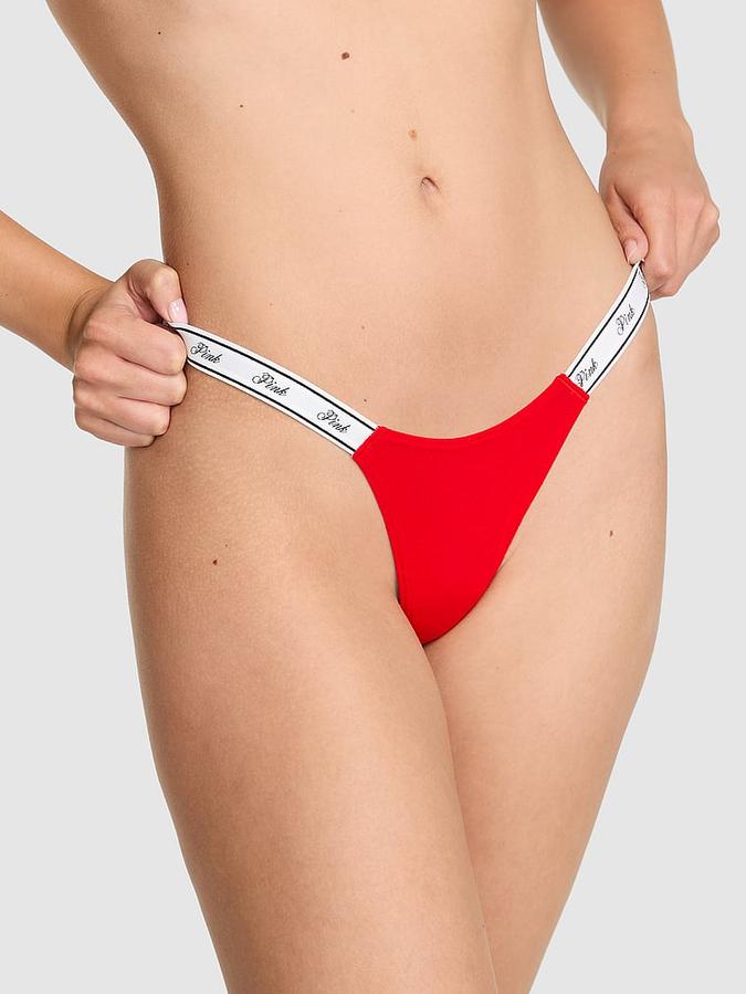 Logo Cotton High-Leg Micro Thong Panty