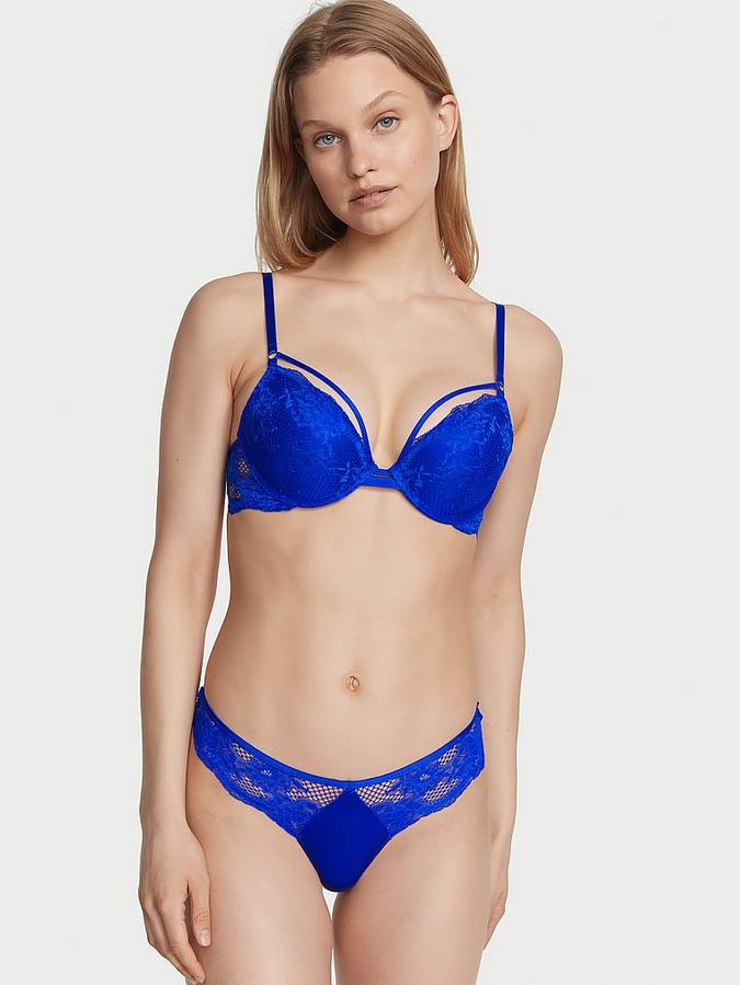 Strappy Fishnet Lace Push-Up Bra image number 3