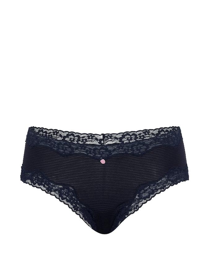 Cotton Shadow Stripe Lace-Waist Cheeky Panty image number 2