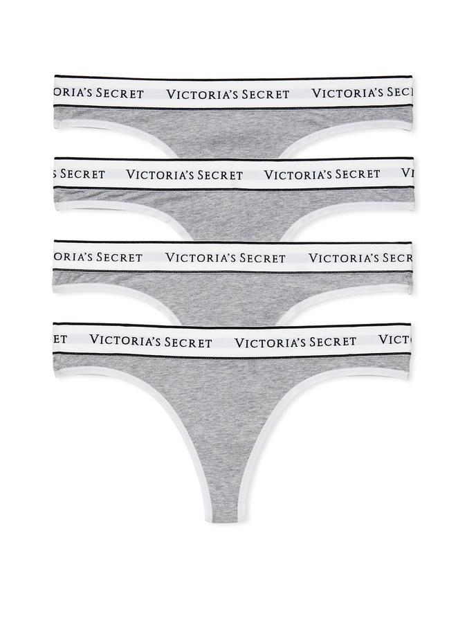 4-Pack Logo Cotton Thong Panties