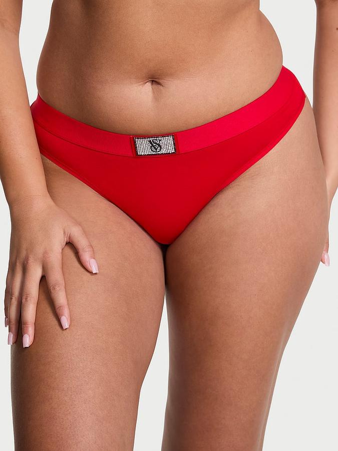 Logo Cotton Shine Patch Thong Panty
