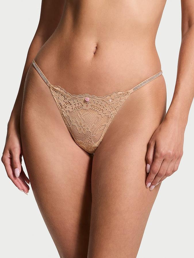 Twinkle Strap Lace V-String Panty image number 0