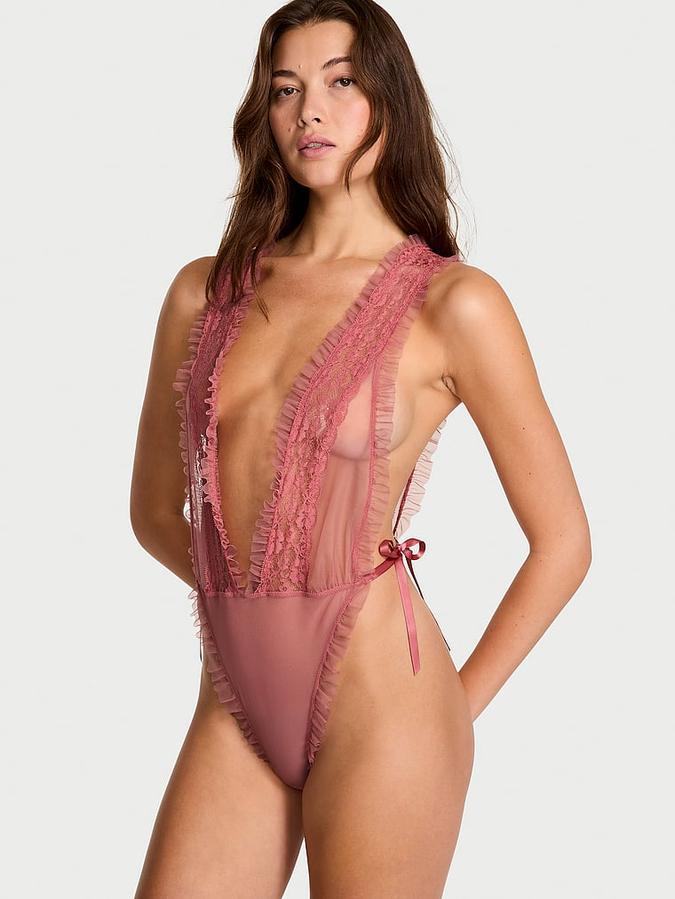 Dare to Dream Lace Sheer High-Leg Teddy image number 0