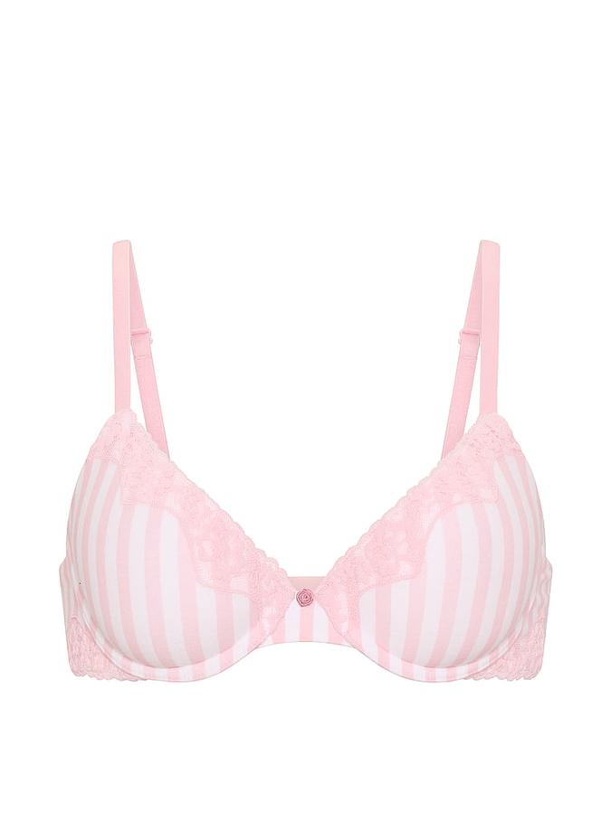 Cotton Lace-Trim Lightly Lined Demi Bra image number 2