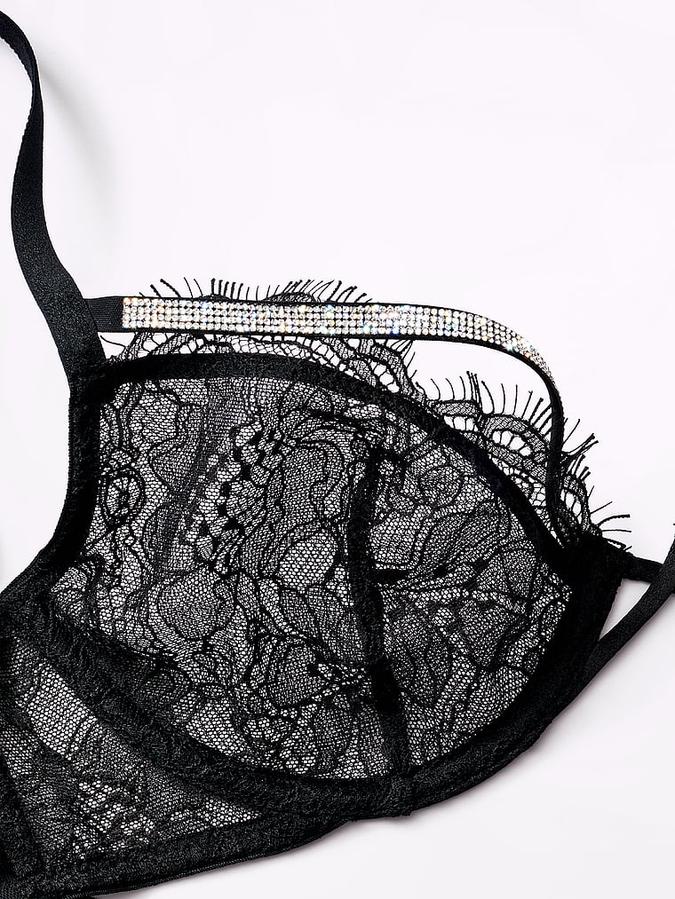 Shine Strappy Unlined Lace Low-Cut Demi Bra image number 2