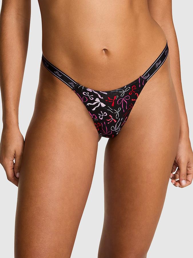 Logo Cotton High-Leg Micro Thong Panty
