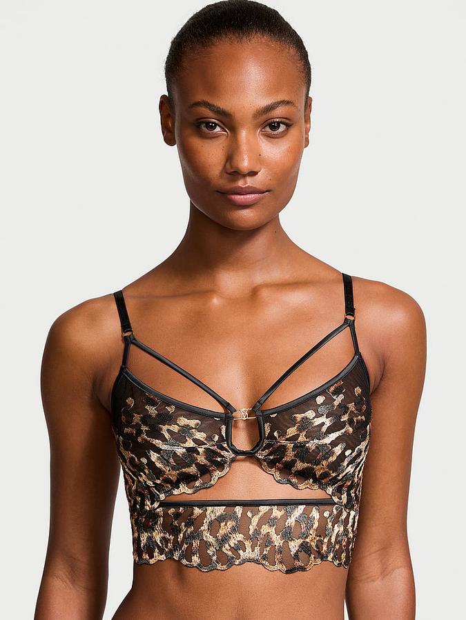 Leopard Embroidery Strappy Bra Top image number 0
