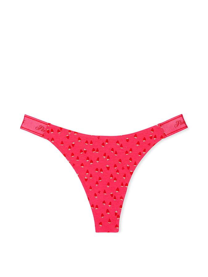 Logo Cotton Shine High-Leg Thong Panty