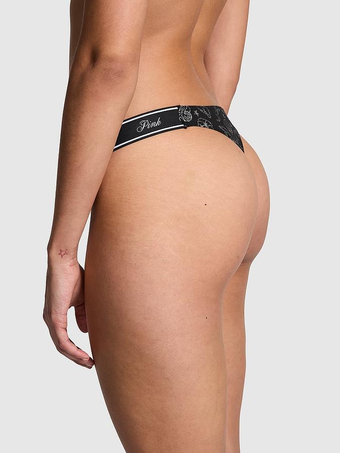 Logo Cotton High-Leg Thong Panty