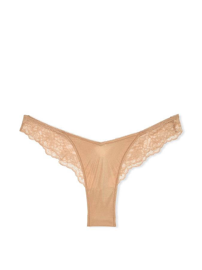 Rose Lace-Trim High-Leg Thong Panty image number 0