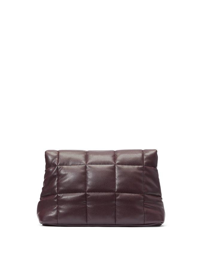 The Victoria Quilted Puffer Clutch Brown
