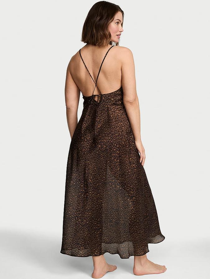 Luxe Sheer Satin Long Slip Dress