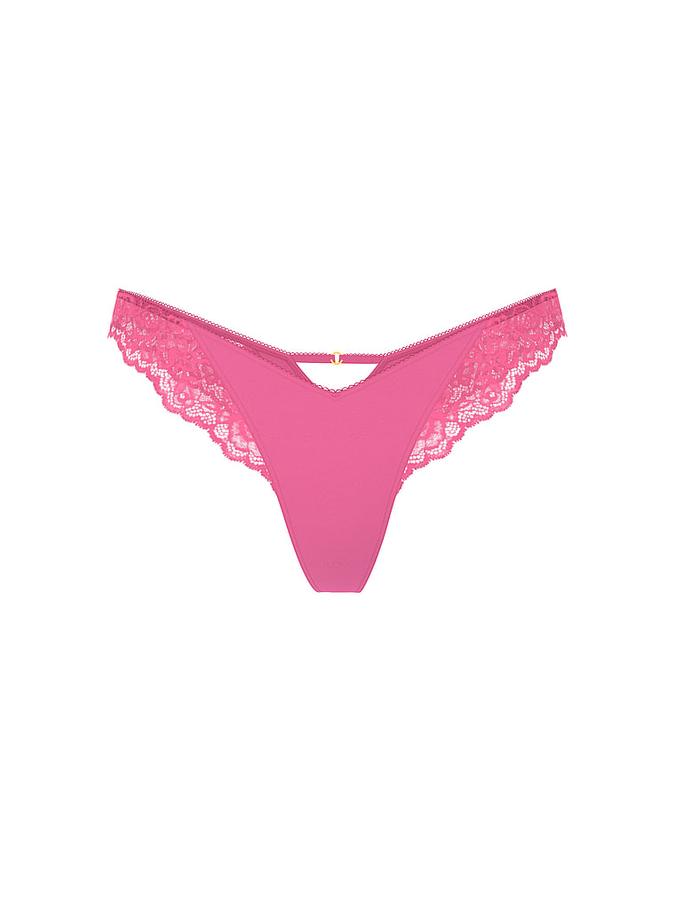 Rose Lace-Trim High-Leg Thong Panty image number 2