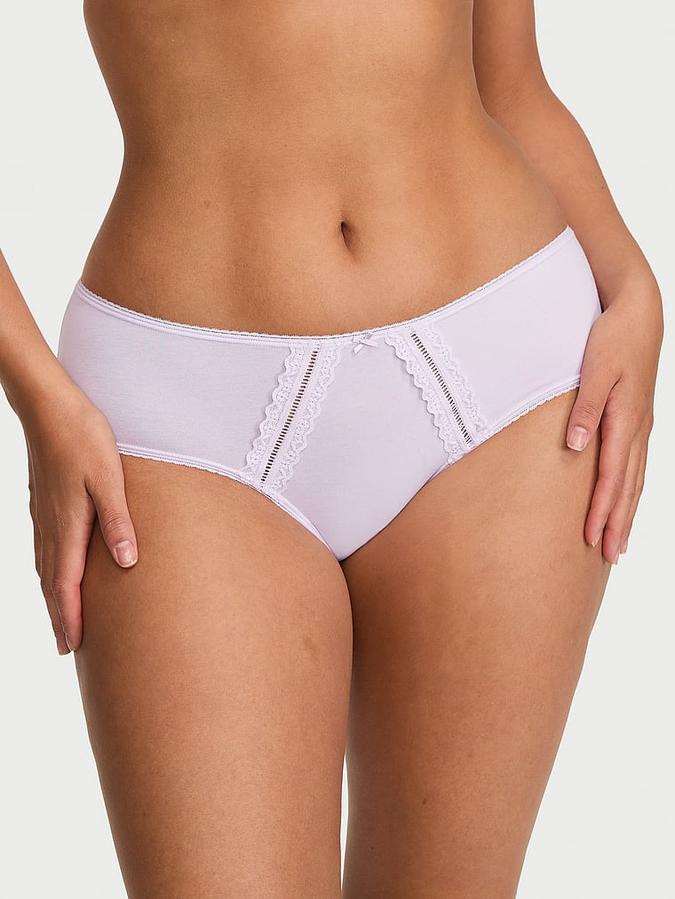 Cotton Lace-Trim Hiphugger Panty