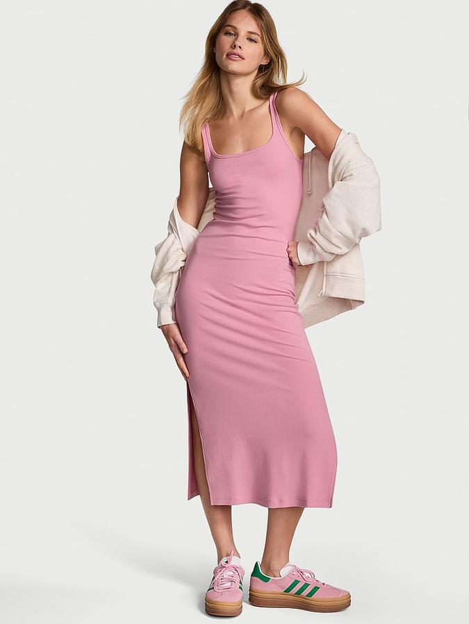 All-Day Soft Ribbed Bodycon Midi Dress image number 0