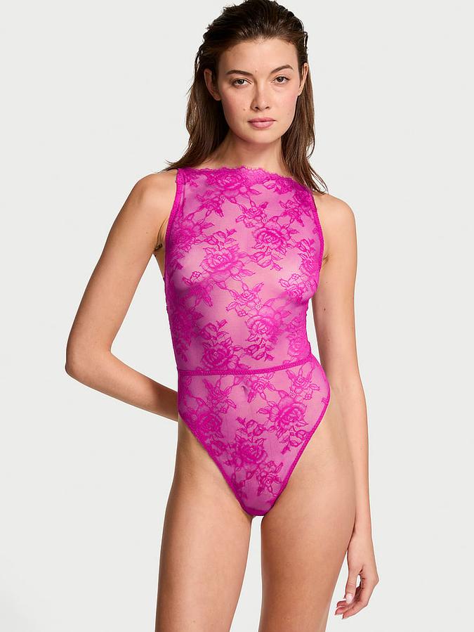 Rose Lace High-Neck Teddy image number 0