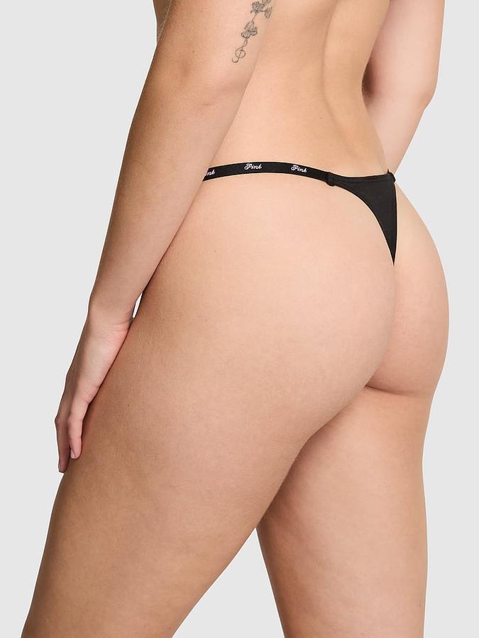 Logo Cotton String Micro Thong Panty