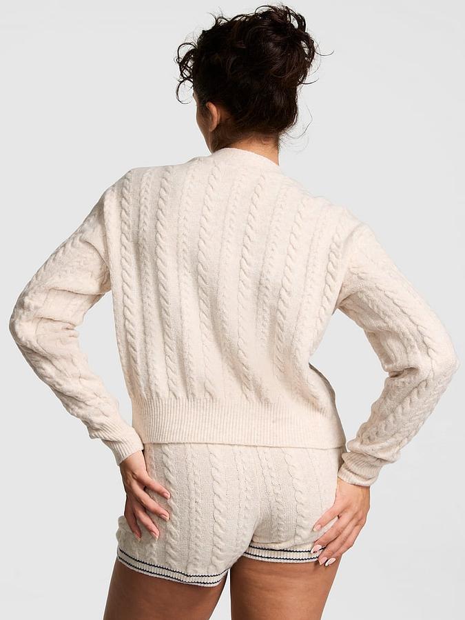 Collegiate Cable-Knit Cropped Cardigan image number 1
