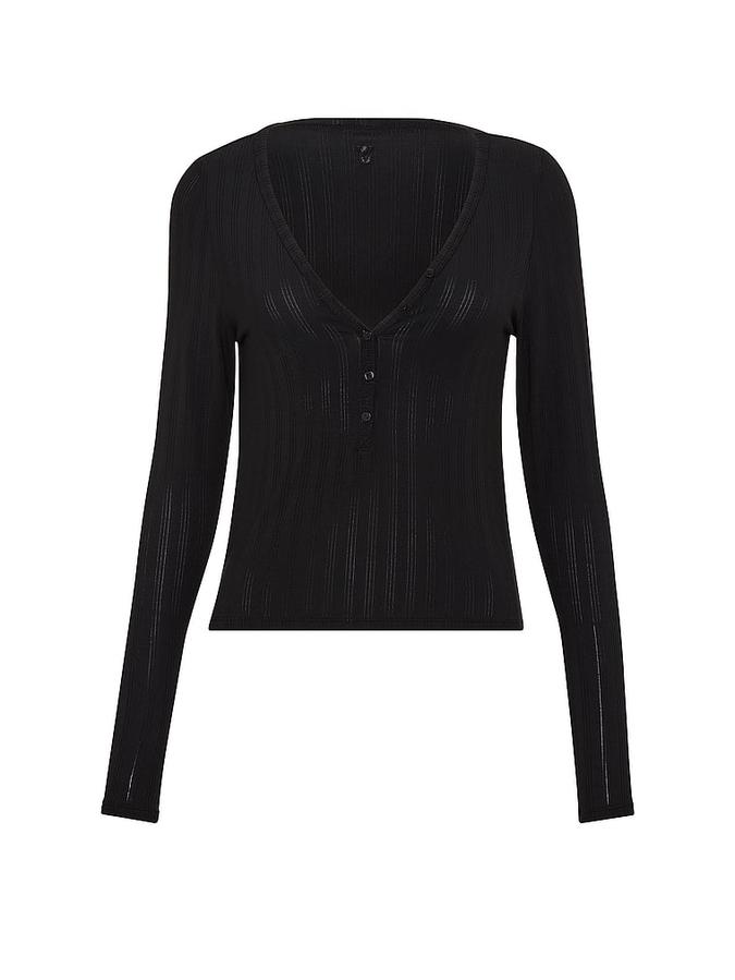 SoSoft&trade; Modal Ultra-Fine Long-Sleeve Henley Top image number 2