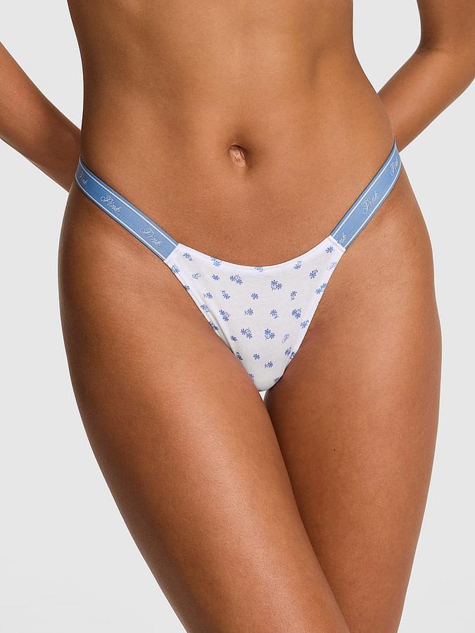Logo Cotton High-Leg Micro Thong Panty