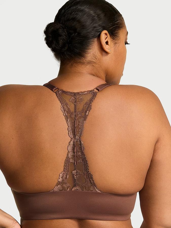 Lightly Lined Lace Racerback Demi Bra image number 1