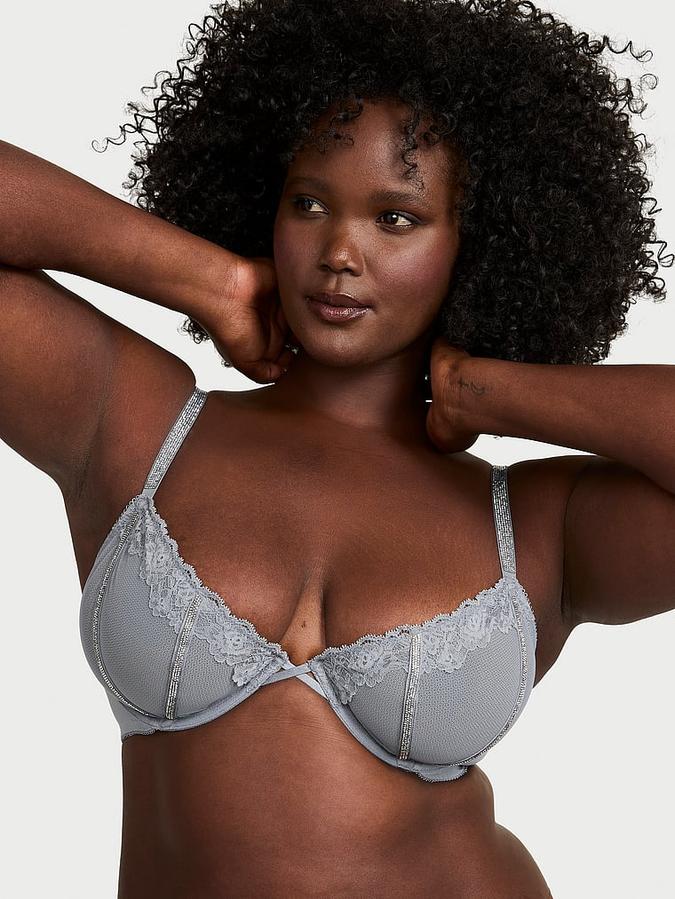 Sheer Shine Rose Unlined Low-Cut Demi Bra image number 0
