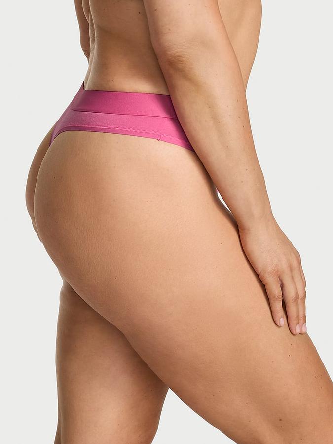 Logo Cotton Shine Patch Thong Panty