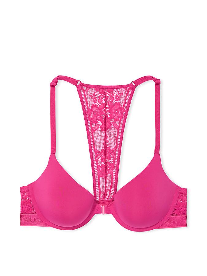 Lightly Lined Front-Close Lace-Trim Demi Bra image number 2